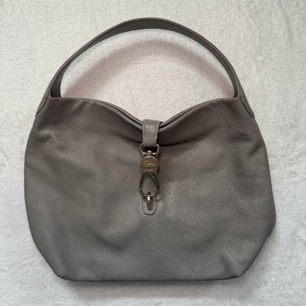 Gray Leather 2000s Y2K Hobo Shoulder Bag by Dooney & Bourke
